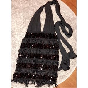 Backless Sequin Fringe Infiniti Dress